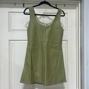 Showpo Sage Green Faux Leather Dress